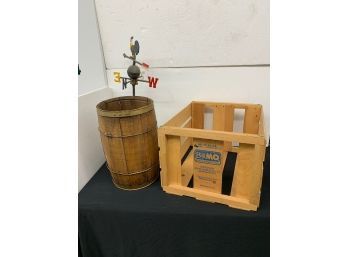 Misc Country Lot, -nail Keg - Vegetable Crate - Decorative Weathervane