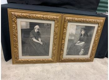 Pair Of French Prints In Gold Frames - 24x29