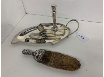 Misc Lot Of Plate And Sterling Brush - Updated Picture -