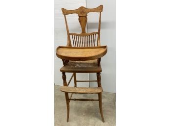 Vintage Childs High Chair With Cain Seat