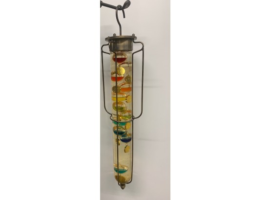 Vintage Glass And Brass Galileo Thermometer. 27 Inches