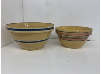 2 Yellow Ware Mixing Bowls