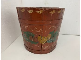 Signed Paint Decorated Sap Bucket