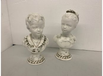 Pair Of Porcelain Busts 9 Inches