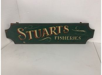 Double Sided Advertising Sign - Stuarts Fisheries - 9x35