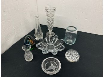 Assorted Heavy Glass Lot - Some Pieces Signed