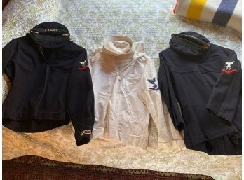 3 WWII US Navy Shirts And 3 Navy Hats