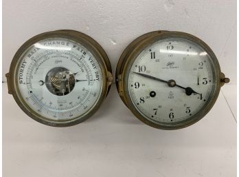 Set Of Schatz Clock And Barometer - 6.5 Inch