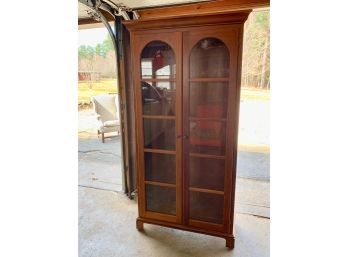 Modern Cherry China Cabinet With 4 Adjustable Glass Shelves And Overhead Light -14x36x76 High