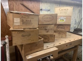 Large Lot Of Empty Decorative Wooden  Wine Cases