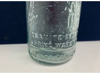 Early Granite State Spring Water Bottle - 8.5 Inches. Note Crack