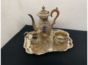 4 Pc Silver-plate  Victorian Tea Set
