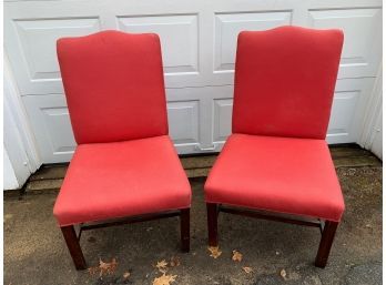 Pr Of Upholstered Chippendale Side Chairs
