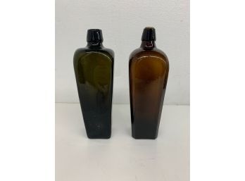 2 Early Gin Bottles - 9.5 Inches