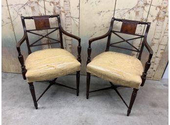 Pr Of 19th C Federal Arm Chairs