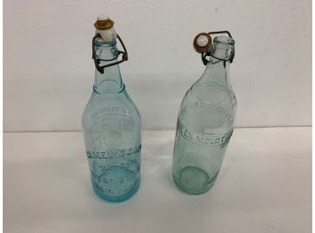 2 Early Bottles With Stoppers - Marked C B Seelys Sons - New York & Green Mountain Ginger Ale
