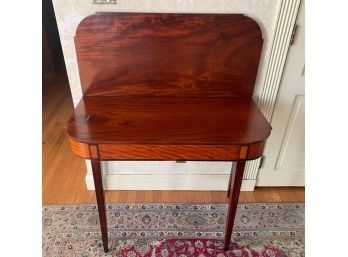 C 1800 American Mahogany And Satin Wood Hepplewhite Card Table.  Probably Portsmouth - 17x36x29