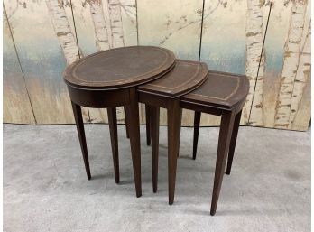 Set Of 3 Stacking Leather To Tables - 18x26