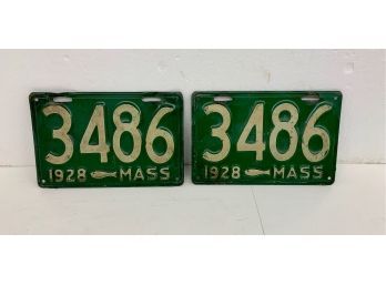 Pr Of 1928 Mass License Plates
