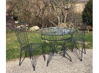 Heavy Iron Bistro Set With 33 Inch Glass Top