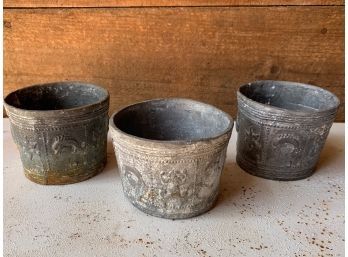 3 Small Ocean Theme Metal Pots - 3x4