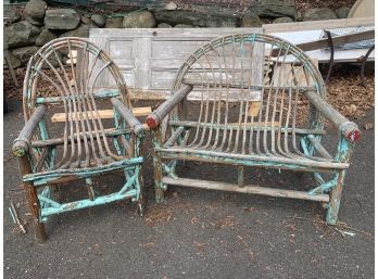 Antique Adirondack Twig And Branch Chair And Settee