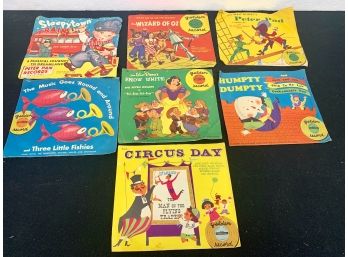 Seven Vintage Childrens Records Including Wizard Of Oz And Peter Pan