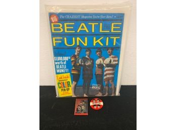 Original Beatle Fun Kit With Cert  Of Authenticity And 2 Original Pins