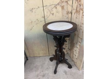 Victorian Picture Panel Marbletop Stand - 16 Inches Round