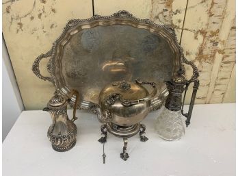 4 Pcs Of Silverplate Including Tilting Teapot