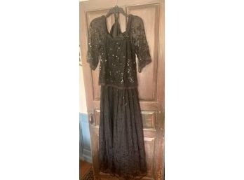 Saks 5th Ave Black Evening Gown With Black Sequins -