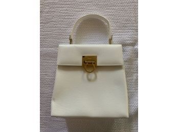 Iconic S. Ferragamo Top Handle White Bag - 8x8