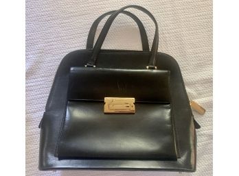 S. Ferragamo Double Handle Black Glam Tote Bag - 10x12