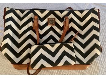 Dooney & Bourke Zebra Shoulder Bag With Matching Change Purse - 11x17x6