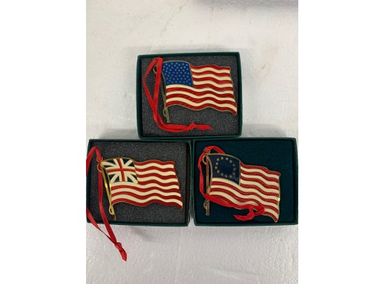 Lot Of Christmas Ornaments - Patriotic Theme Including Flags