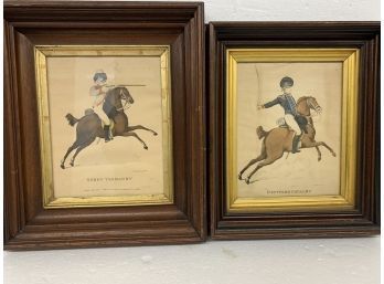 Two  British Cavalry Prints In Walnut Frames. 13x15 & 12x14