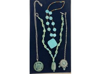 Four Turquoise And Turquoise Style Necklaces