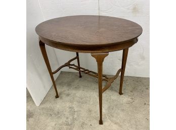 Oval  Oak Hall Table With Delicate Stretcher Base. 24x34