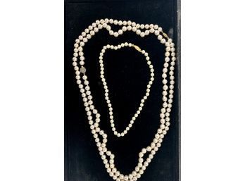 Three Pearl Necklaces One With 14k Clasp