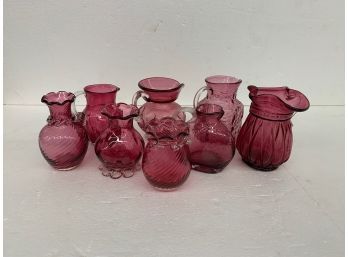 Eight Pieces Of Cranberry Glass