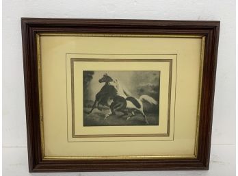 Wild Horses Print In Walnut Frame 17x21