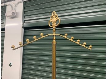 Vintage Store Display Brass Coat Rake - 78 Inches Tall  BF Co. USA