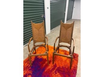 Pair Of Mid Century High Back Chairs - No Cushions
