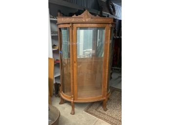 Oak China Cabinet - 40x60 One Curved Glass Is Broken  Three Shelves