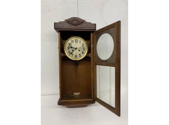 Oak Wall Clock - 33 Inches Tall.   Not Working