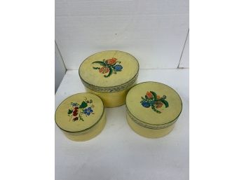 Set Of 3 Graduated Decorated Pantry Boxes - Largest  10 Inch