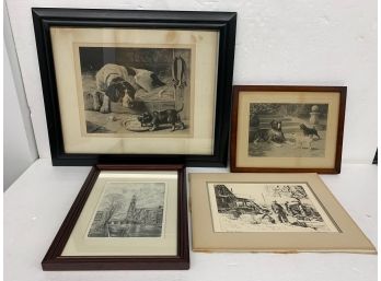 Lot Of Four Prints And Etchings