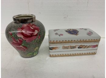 Rosenthal Jar No Cover And Porcelain Box Chips On Inside Of Cover