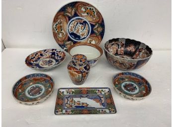 Eight Pieces Of Asian Ware Including Small Ginger Jar And  Imari