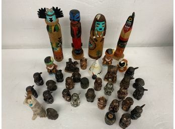 Lot Of Vintage Native American Tourist Items Including Several Salt And Pepper Shakers